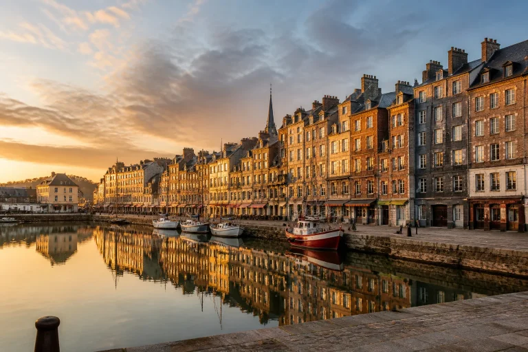 Vieux bassin de honfleur au lever du soleil
