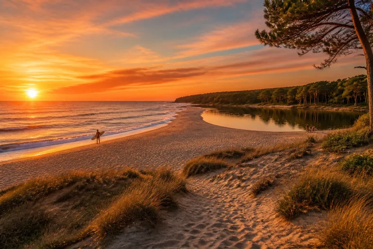 Biscarrosse ocean lacs et coucher de soleil