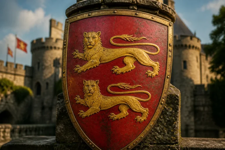Blason normand lions dores et chateau