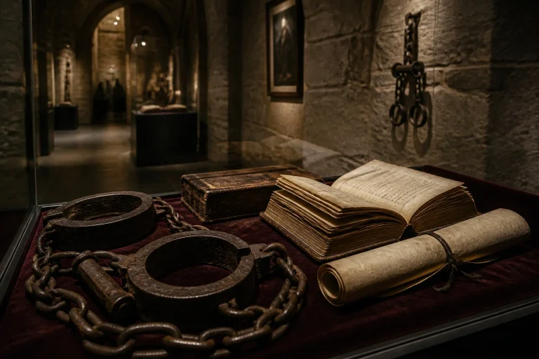 Artefacts de justice medievale en exposition