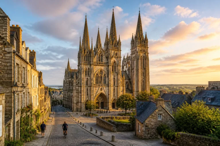 Cathedrale de coutances au coucher du soleil