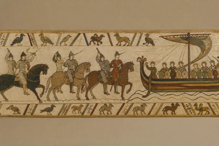 Tapisserie de bayeux cavaliers et navire