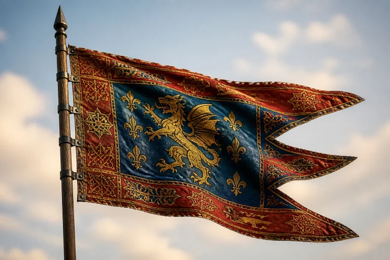 Banniere medievale dun dragon dore