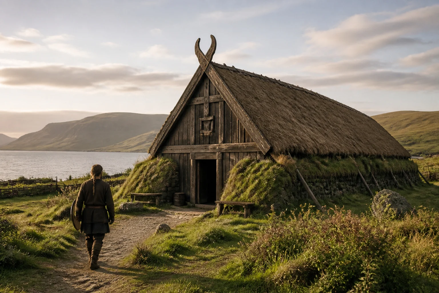 Longere viking au crepuscule