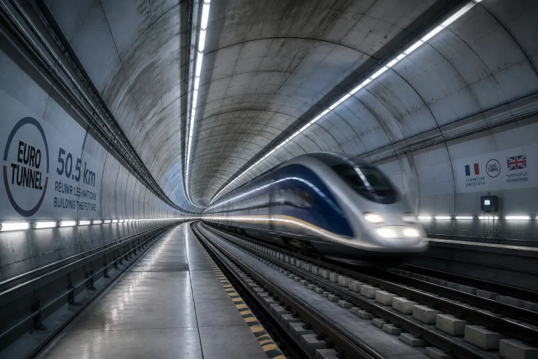 Train a grande vitesse dans le tunnel sous la manche